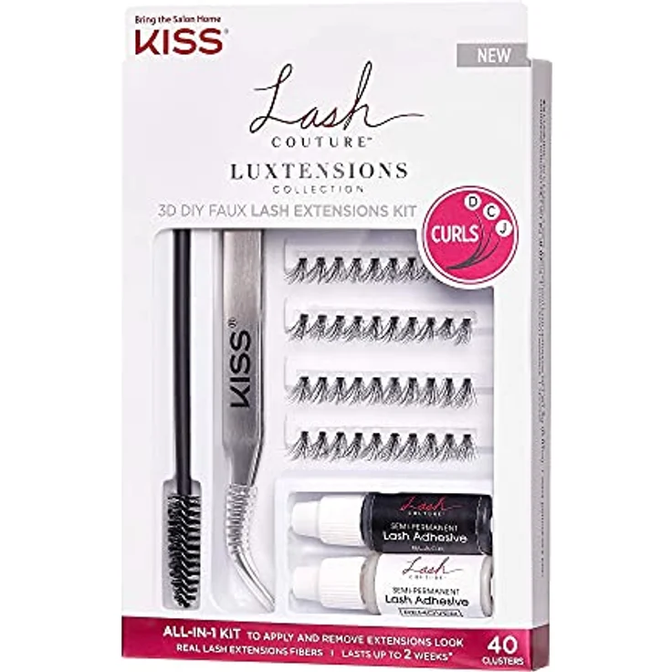 KISS Lash Couture LuXtensions Collection 3D DIY Wimpern Extensions Set, 40 Wimpernbüschel, Wimpernkleber, Wimpern Applikator, Wimpernbürstchen, semi-permanenter Wimpernkleber und Entferner – Bild 2