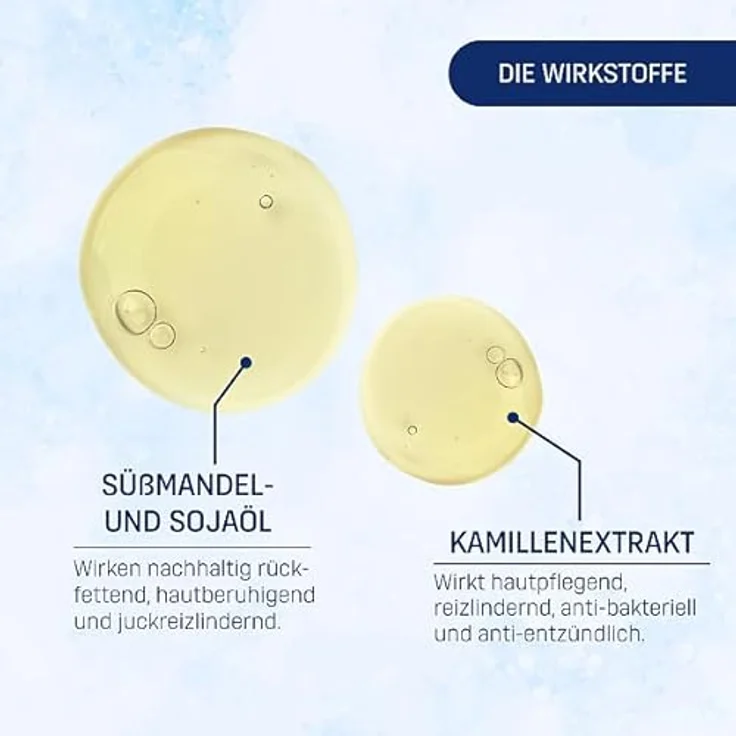 EUBOS CREME-ÖLBADE | Leicht schäumendes Bade-Öl für trockene Haut | Mit Süßmandel- und Sojaöl | 200ml – Bild 3