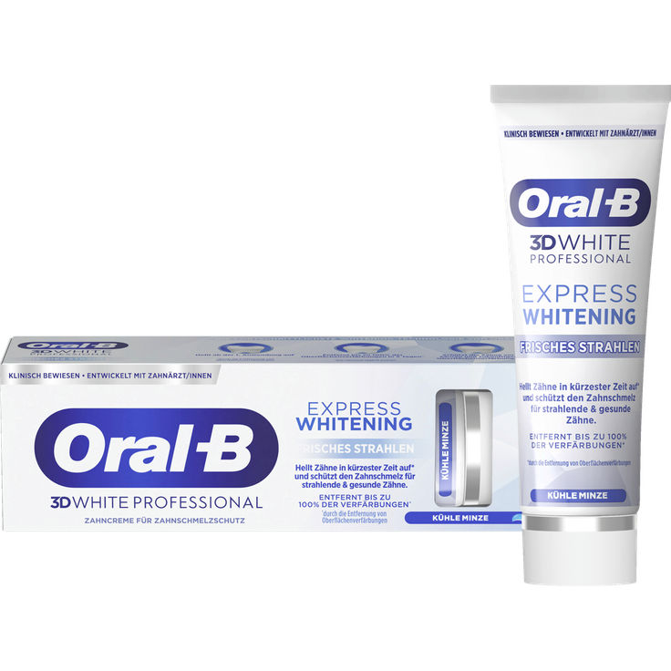 Oral-B 3D White Professional Express Whitening Zahnpasta, aufhellend mit frischem Minzgeschmack, 75 ml