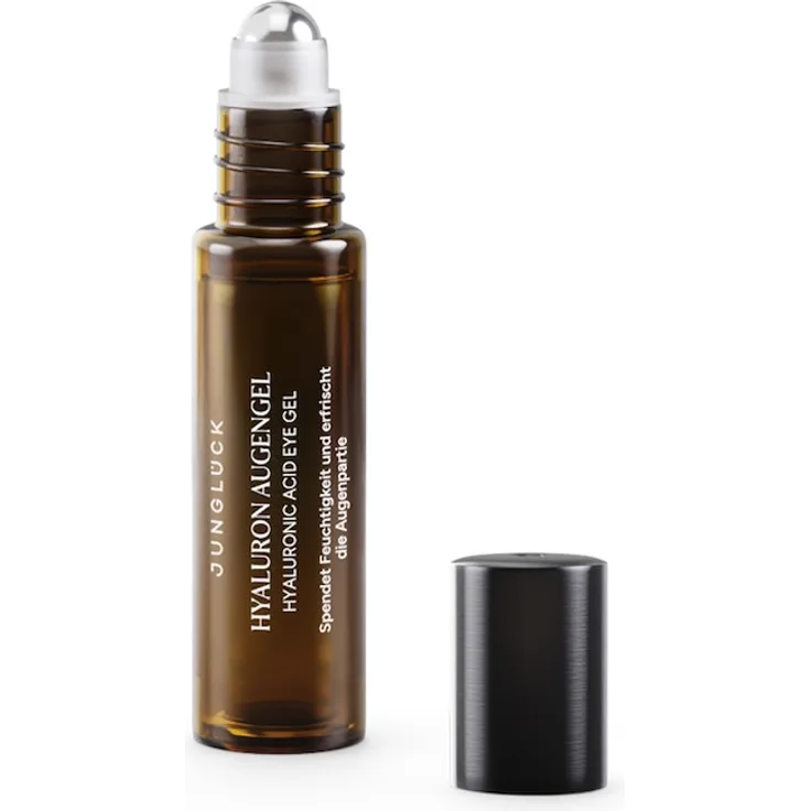 Junglück Hyaluron Augengel Augencreme 10 ml, feuchtigkeitsspendend mit Edelstahl Roll-on-Applikator, für alle Hauttypen