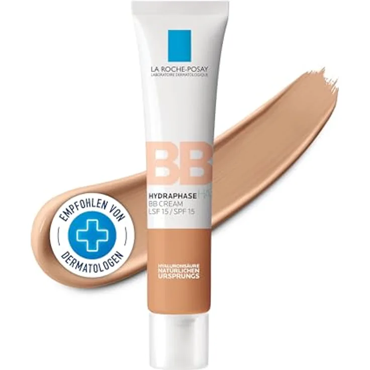 La Roche Posay Hydraphase HA BB Cream Mittel: Feuchtigkeitsspendende BB Cream mit LSF 15, Für einen ebenmäßigeren Teint, Nicht fettende Textur, Für normale bis trockene Haut, 40 ml