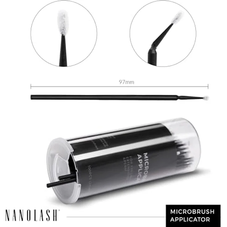 Nanolash Microbrush Aplicadores #1,5 mm, fusselfreie Wimpernpinsel für präzise Reinigung und Anwendung, 100 Stück – Bild 4
