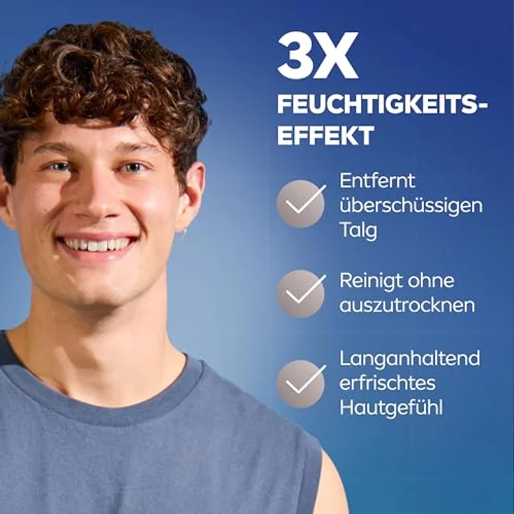 NIVEA MEN Hydrocare Face Wash, feuchtigkeitsspendendes Reinigungsgel mit Aloe Vera und Provitamin B5 für trockene Männerhaut, 150 ml – Bild 3