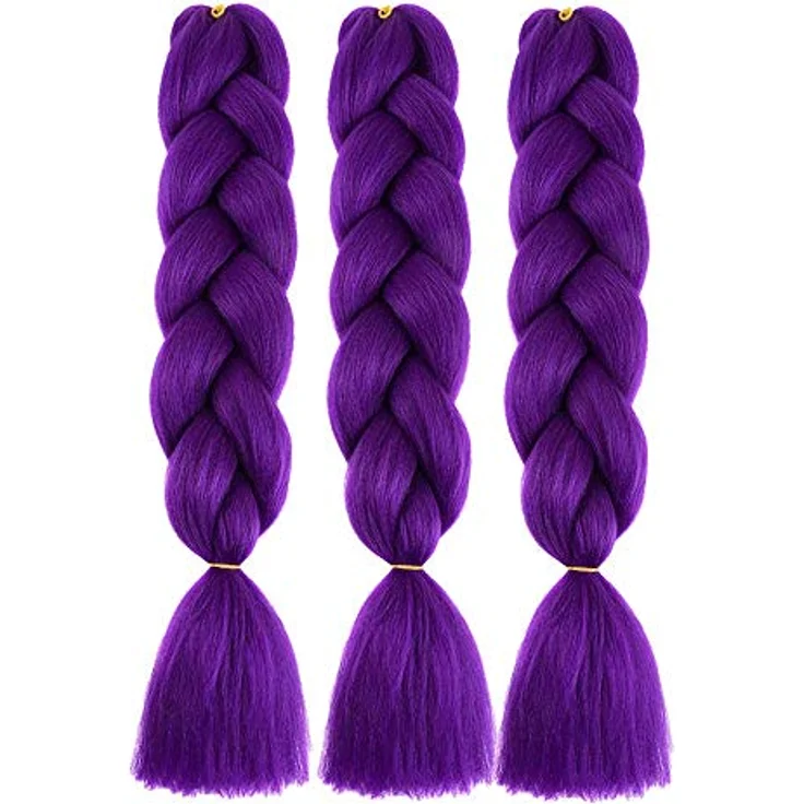 Shangxiu Jumbo Braid Extensions lila, 24" (60cm) kunsthaar, hitzebeständig und weich, ideal zum Einflechten – Bild 4