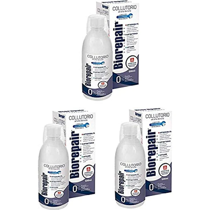 Biorepair Mouthwash 3 in 1, Mundwasser gegen Plaque, 500 ml - erfrischender Atem, Schutz vor Zahnbelag, unisex – Bild 1