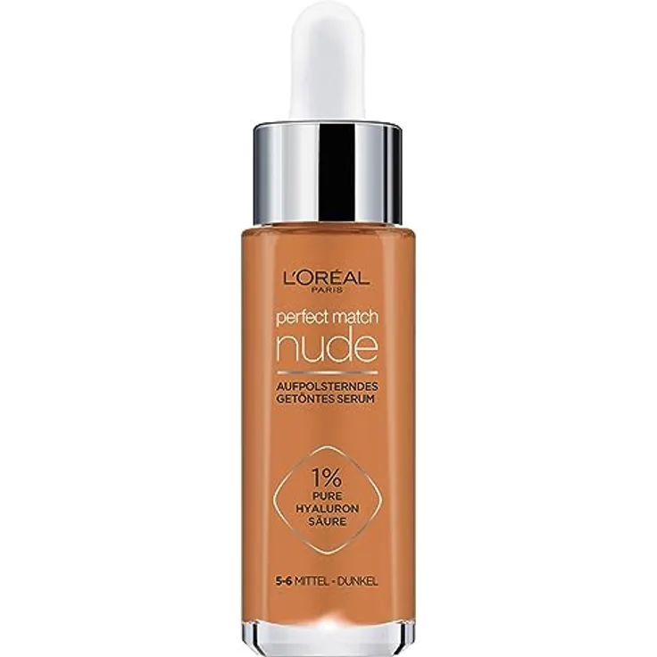 L'Oréal Paris Getöntes Serum, Pflegende, flüssige Foundation mit Hyaluronsäure, Perfect Match Tinted Serum, Nr. 5-6 mittel - dunkel, 1 x 30 ml