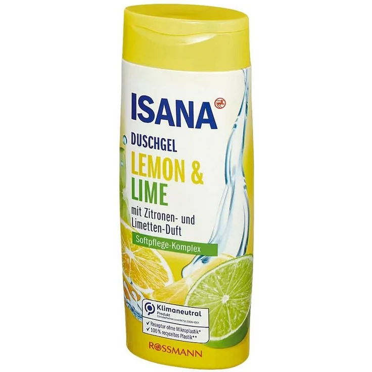 ISANA Duschgel Lemon & Lime, 300 ml, mit Softpflege-Komplex und ohne Mikroplastik