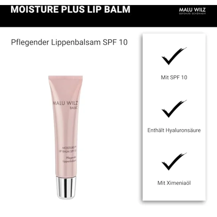 Malu Wilz Moisture Plus Lip Balm 15 ml, Duftender Lippenbalsam mit SPF 10 und Hyaluronsäure für trockene Lippen, vegan – Bild 3