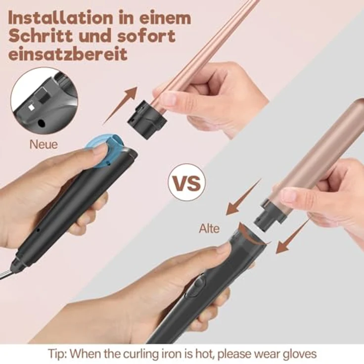 BESTOPE PRO 5-in-1 Lockenstab-Set, Wellenlockenstab mit Keramikmaterial, 30 Sekunden Aufheizzeit, zwei Temperaturstufen, inklusive Handschuhen und 2 Haarspangen – Bild 5