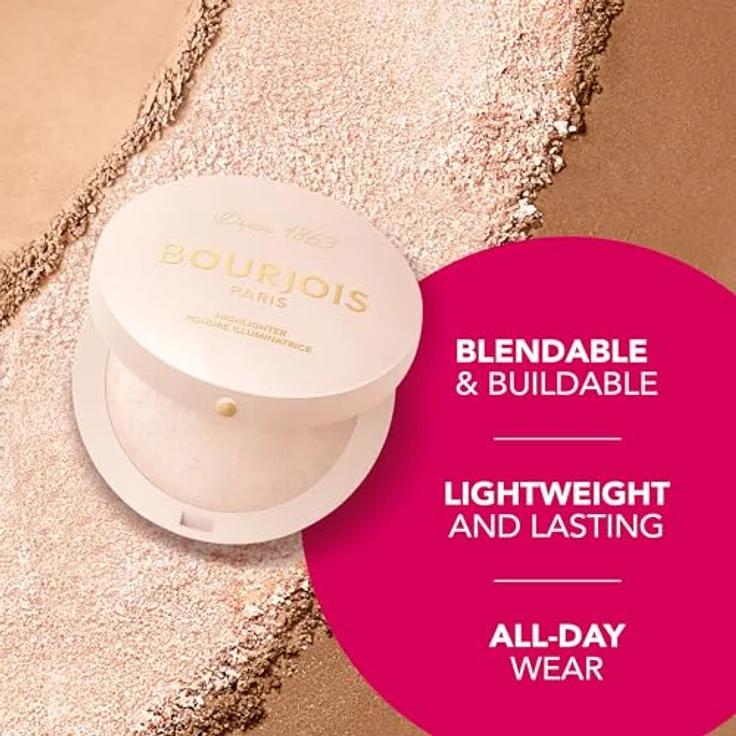 Bourjois Maxi Boîte Ronde Highlighter Puder 7 g mit Sheabutter, satinierter Textur und veganer Formel – Bild 4