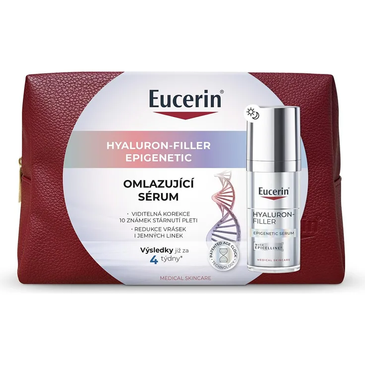Eucerin Gesichtsserum, Verjüngendes Hyaluron-Filler Serum mit Kosmetiktasche, 30 ml (Epigenetisches Serum)