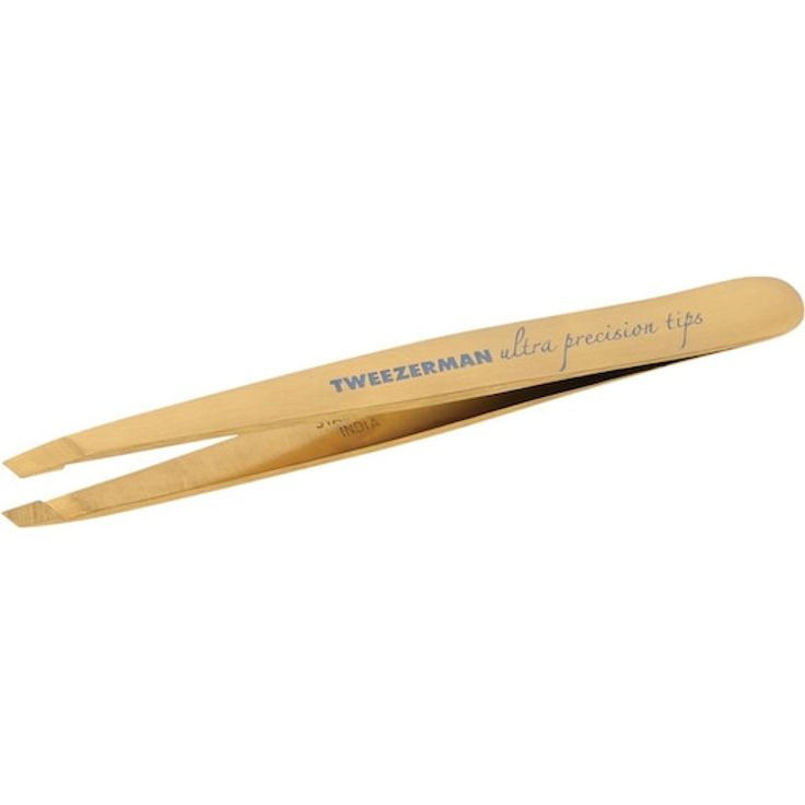 Tweezerman Ultra Precision, schräge Pinzette Unisex mit Goldton-Beschichtung für präzise Haarentfernung