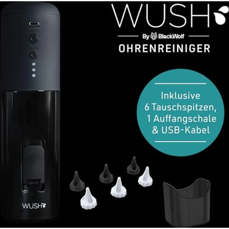 Mediashop Wush - elektrischer Ohrenreiniger inkl. 6 Ersatzspitzen - Ohrenschmalz Entferner - Ohrenspülung mit massierenden Wasserstrahl - wasserfestes Ohrspülgerät - wiederaufladbare Ohrendusche – Bild 4