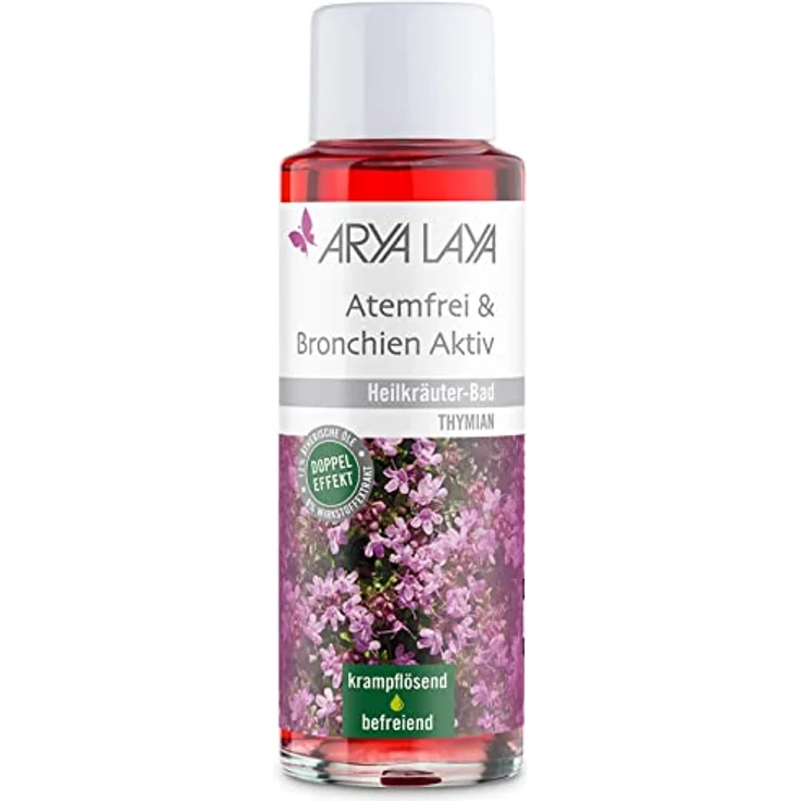 ARYA LAYA Heilkräuter-Bad Atemfrei & Bronchien Aktiv, 200 ml - Wellness-Badezusatz mit Thymian-Extrakt, krampflösend bei Husten, vegan – Bild 1