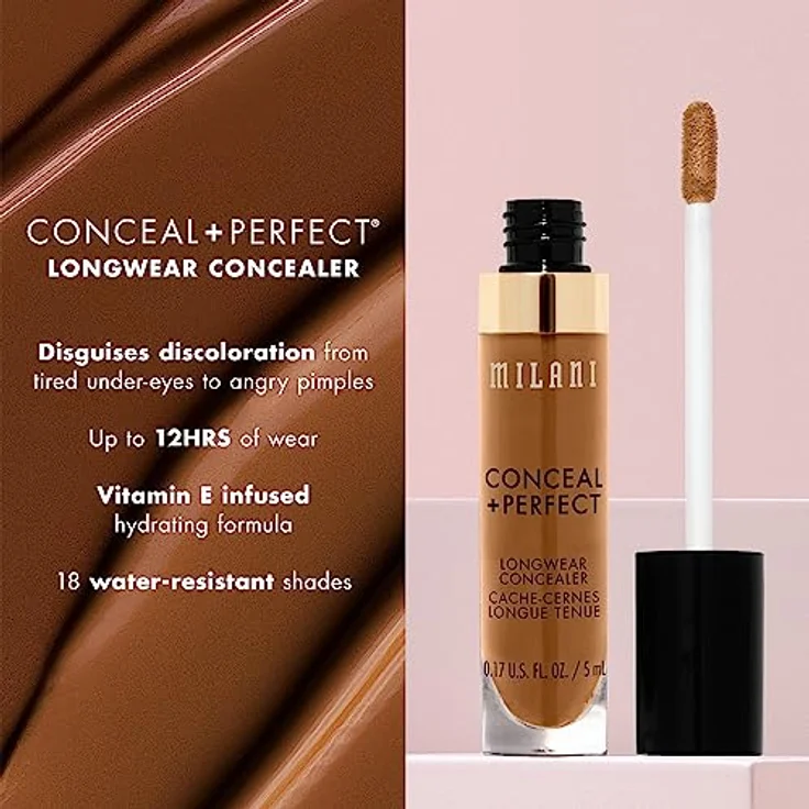Milani Conceal + Perfect Longwear Concealer, 5 ml, wasserfest, cremige Formel, Farbe NUDE IVORY – Bild 3