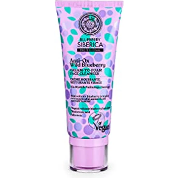 Natura Siberica Cream To Foam Face Cleanser, Gesichtsreinigung mit antioxidativen Wirkungen, 100 ml, vegan, Wild Blueberry – Bild 1