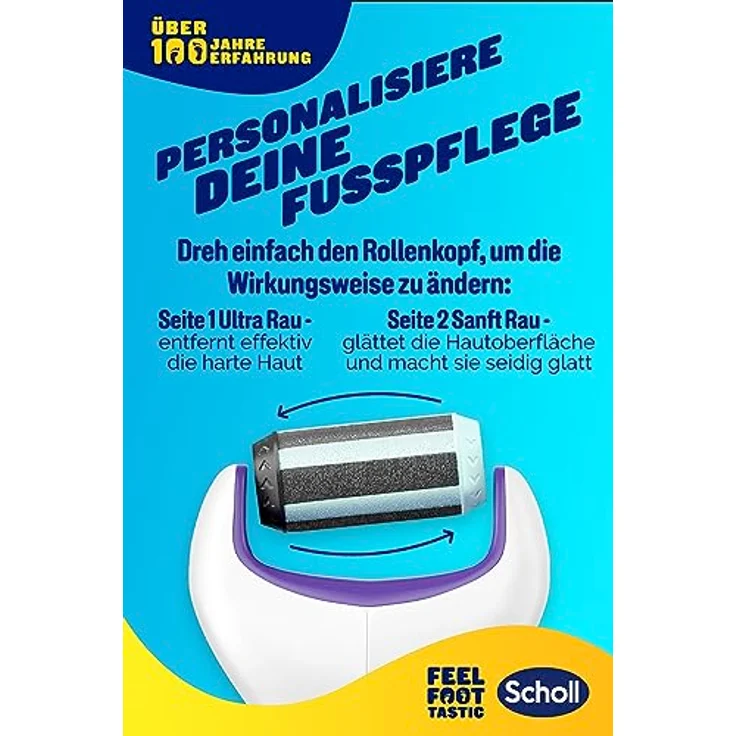 Scholl Expert Care 2-in-1 File & Smooth, elektrischer Hornhautentferner mit Drucksensor und rotierendem Kopf, lila – Bild 5