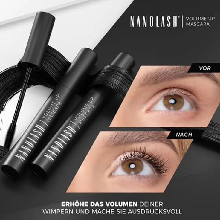 Nanolash Wimperntusche für Volumen 10ml - Verdichtung, Schwarze Formel, Wimpernextensions-Effekt – Bild 2