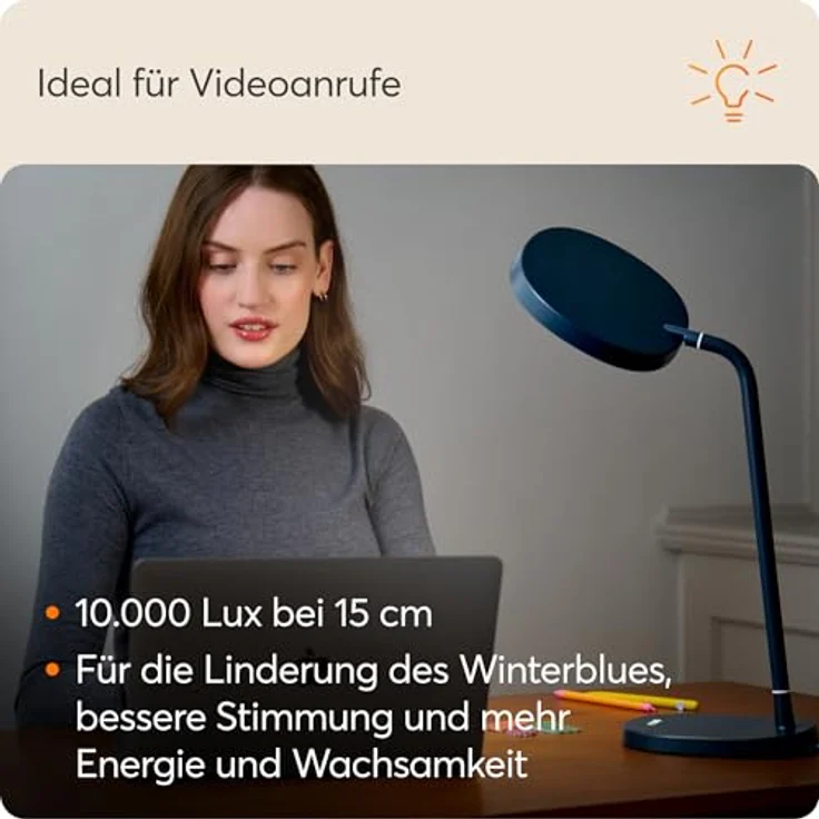 Lumie Task, Tageslichtlampe 10000 Lux, 15 cm LED Lichttherapie für Büro, schwarz – Bild 6