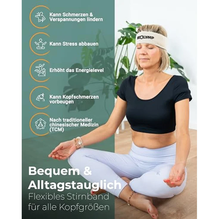 NEOLYMP Akupressur Stirnband, verstellbar für Kopf- und Kiefermassage, fördert die Durchblutung, Schwarz – Bild 4