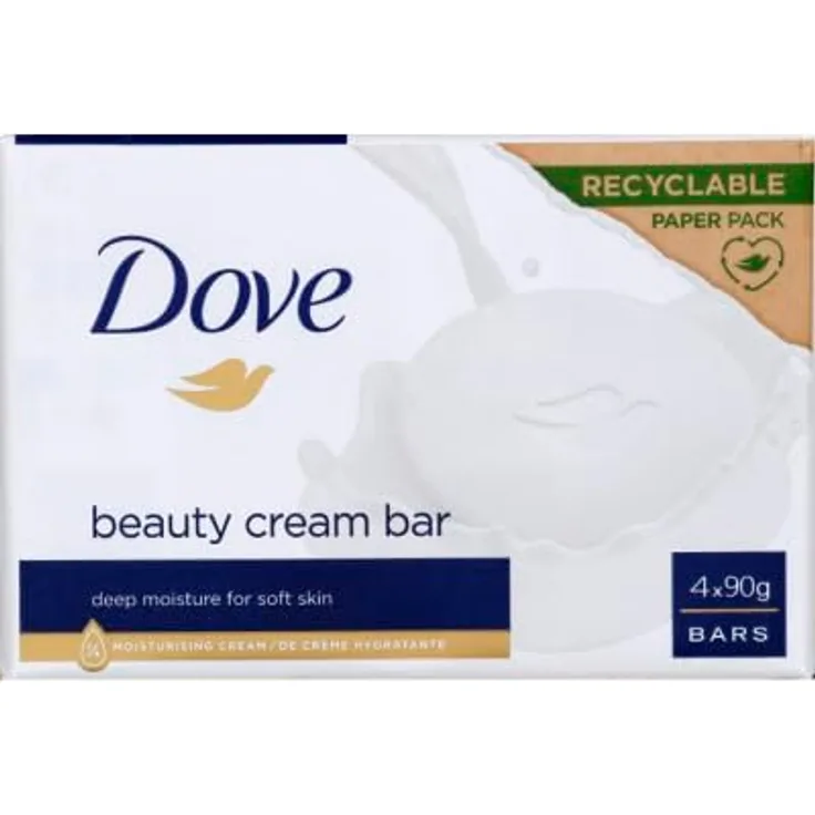 Dove Feste Seife, Original, feuchtigkeitsspendend, 4 x 90 g Packung