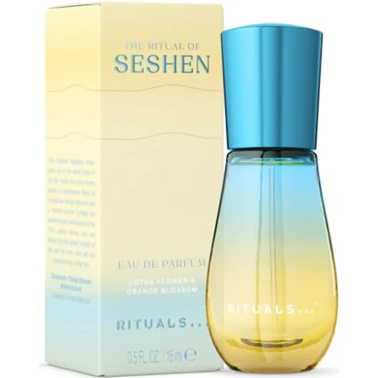 RITUALS The Ritual of Seshen Eau de Parfum, Lotusblüte & Orangenblüte, Reisegröße 15 ml, eleganter Flakon mit blauem Farbverlauf