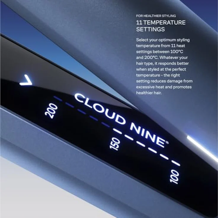 Cloud Nine 2-in-1 Contouring Original Iron, Glätteisen & Lockenstab mit gebogenen Sericite®-Platten, Revive Mode®, 11 Temperatureinstellungen (100–200 °C), Styling-Set inklusive Velvet Stylecase und Wet Hairbrush – Bild 5