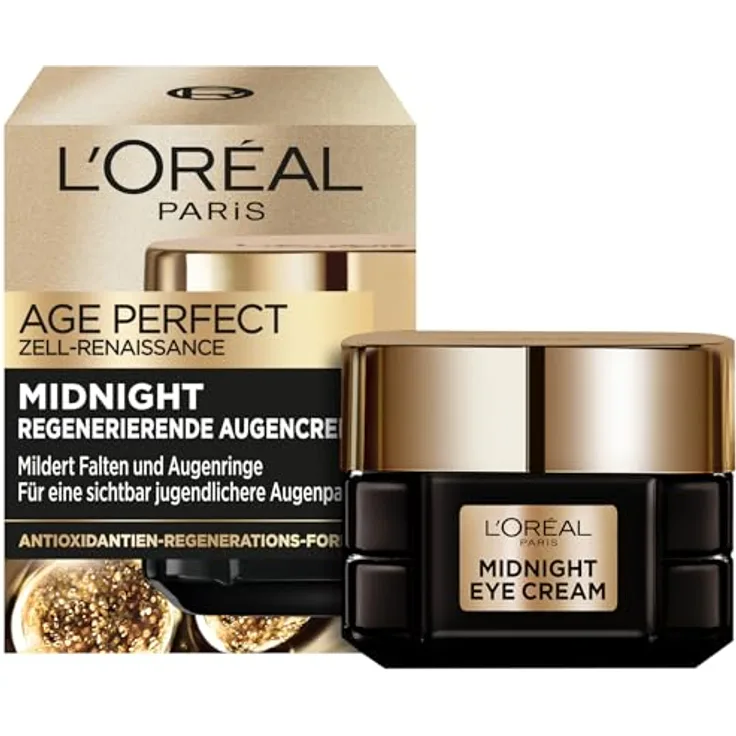 L'Oréal Paris Midnight Augencreme für Frauen: Age Perfect Zell Renaissance, sichtbar jugendlichere, wachere Augen mit Antioxidantien-Regenerationsformel, seidenartige Textur, 15ml