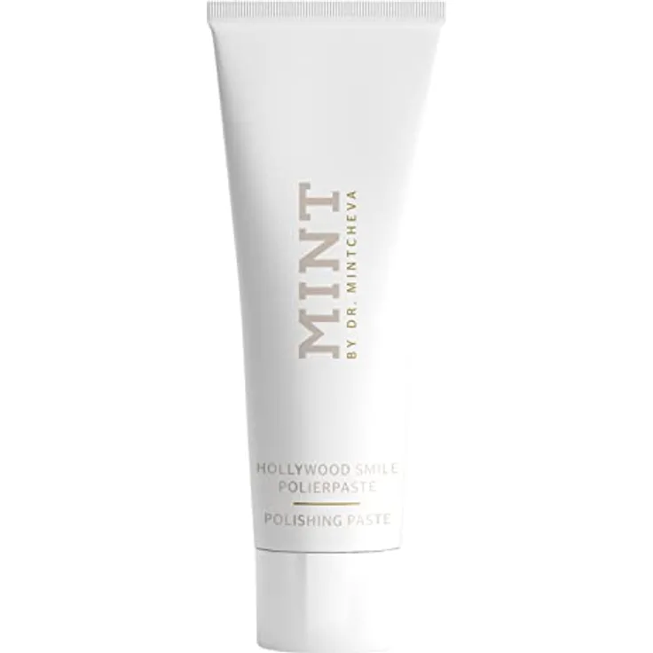 MINT Hollywood Smile Polierpaste mit Whitening-Effekt (75ml) - Professionelle Zahnreinigung für zu Hause - Effektive Tiefenreinigung - Fluoridfrei - Mikroplastikfrei - Vegan - By Dr. Mintcheva
