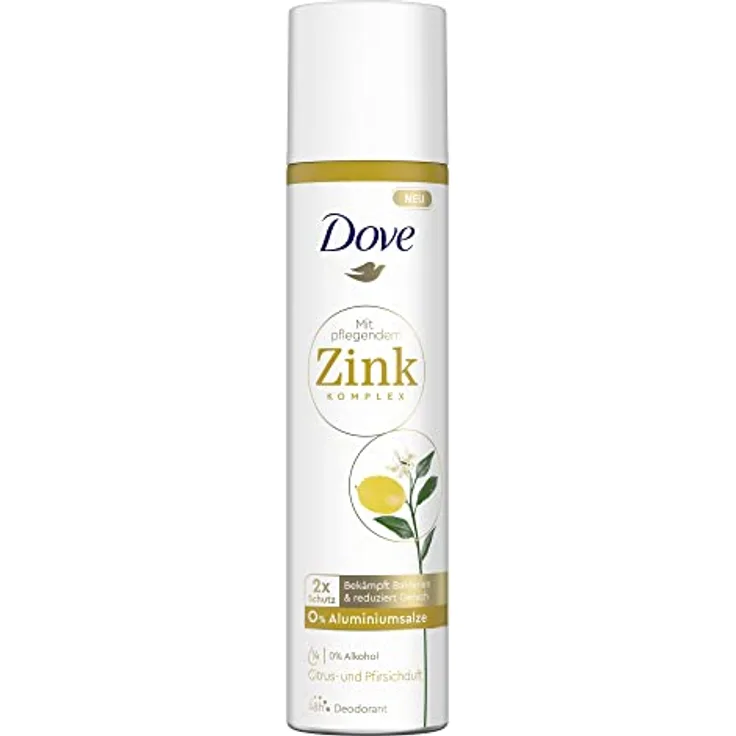 Dove Deodorant Spray Citrus- und Pfirsichduft Deo ohne Aluminium mit pflegendem Zink-Komplex 100 ml 1 Stück
