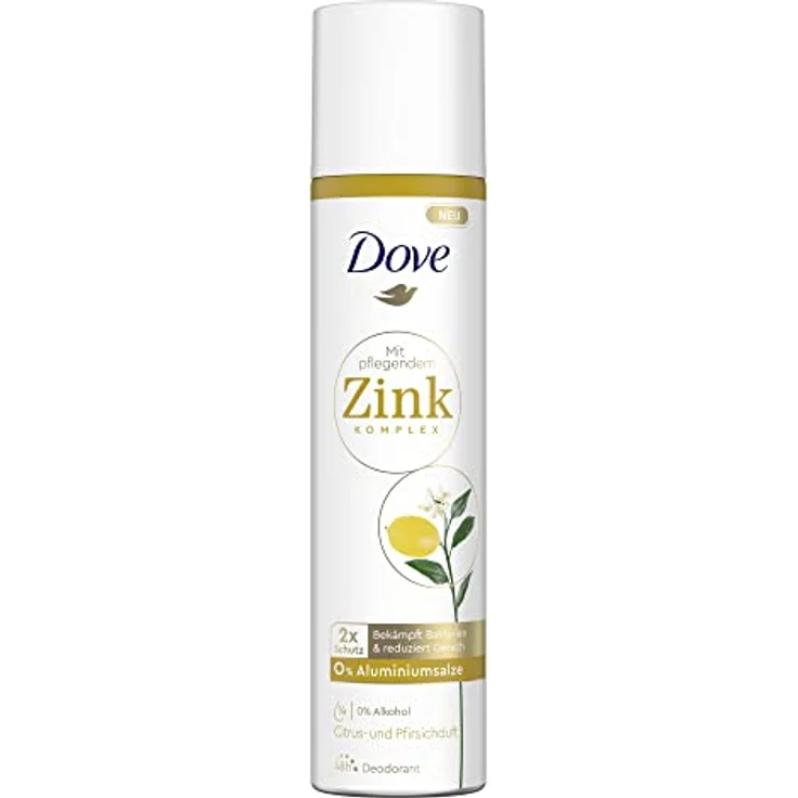 Dove Deodorant Spray Citrus- und Pfirsichduft Deo ohne Aluminium mit pflegendem Zink-Komplex 100 ml 1 Stück – Bild 1