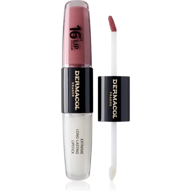 Dermacol 16H Lip Colour, langlebiger, glänzender Lippenstift, Farbton 39, 2x4 ml, hohe Pigmentierung, feuchtigkeitsspendend