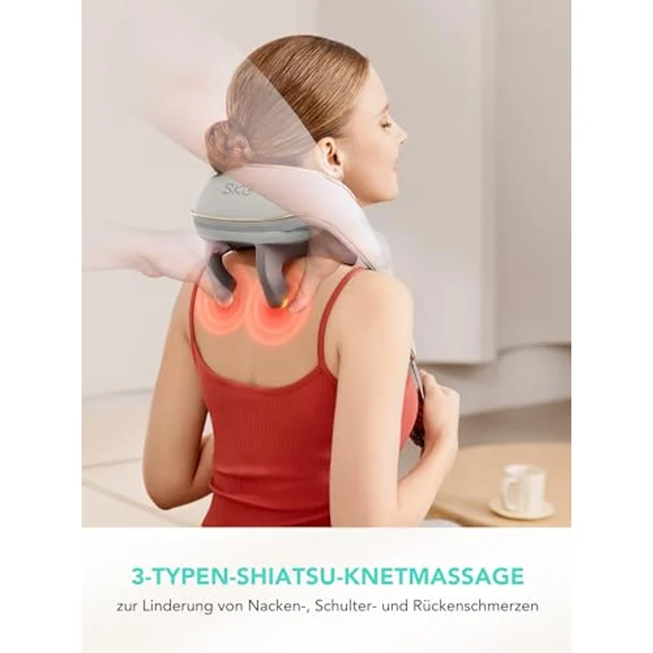 SKG H5 Mini Nackenmassagegerät, kabellos mit 6D Tiefengewebsmassage, Wärme und 3 Massagemethoden, für Nacken, Schulter und Beine, ideale Geschenke für Männer und Frauen – Bild 4