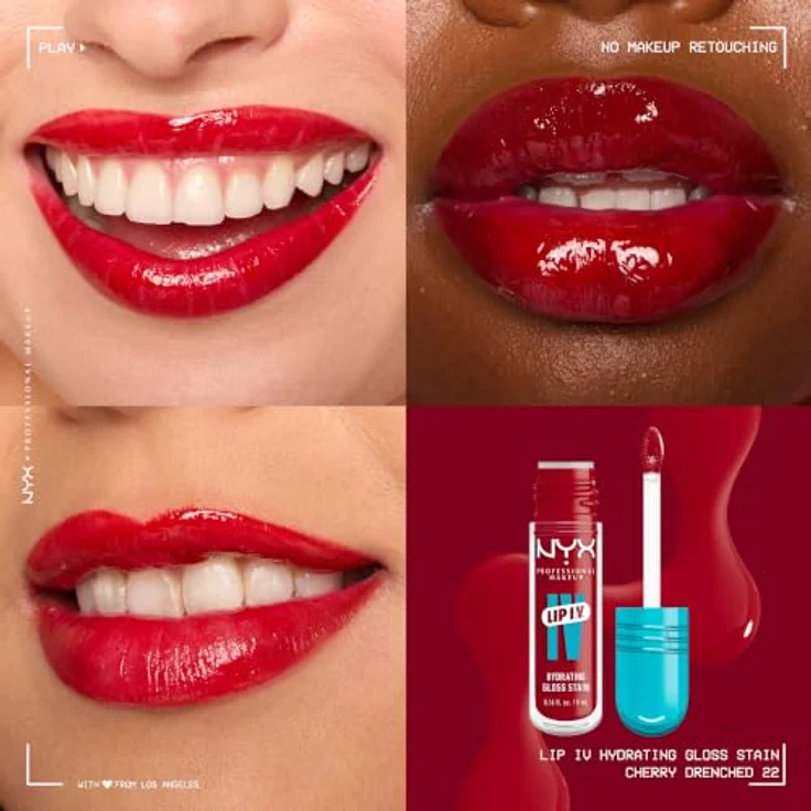 NYX Professional Makeup LIP IV Hydrating Gloss Serum, Lippgloss in 22 Cherry Drenched, 5 g – Bild 2