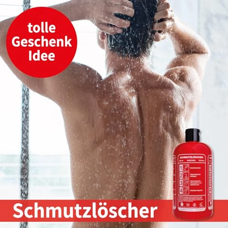 accentra Duschgel SCHMUTZLÖSCHER im Feuerlöscher-Design, 500 ml, Moschus Duft, originelles Geschenk für Männer und Feuerwehrfans – Bild 3