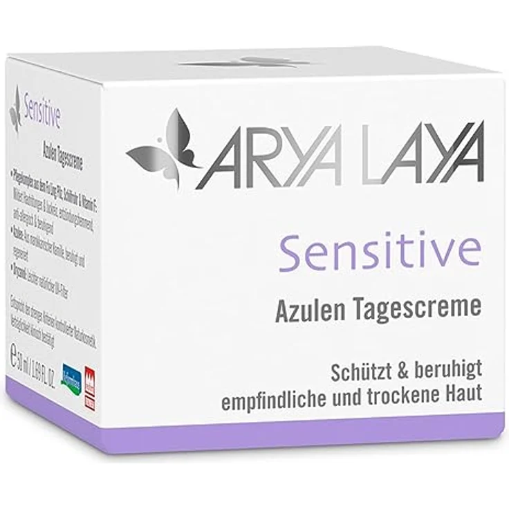 Arya Laya Sensitive Azulen Tagescreme, 50 ml: Hautausgleich bei Rötungen, Juckreiz & Entzündungen, für empfindliche Haut, beruhigender Mandelduft – Bild 5