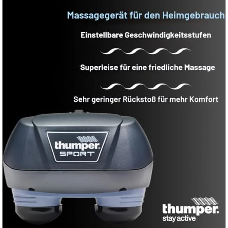 Thumper Massagegerät Sport, tragbares Klopfmassagegerät mit verstellbarer Intensität, 2 Massageaufsätzen, 1,4 kg, ergonomischer Griff – Bild 2