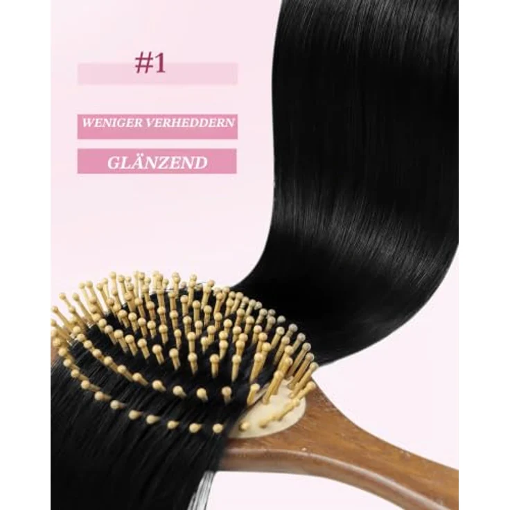 YoungSee Haarverlängerungen mit Mikroperlen, 35,6 cm, Echthaar, schwarze Mikroringe, kalte Fusion, seidig und glatt, 50 g, Schwarz – Bild 2