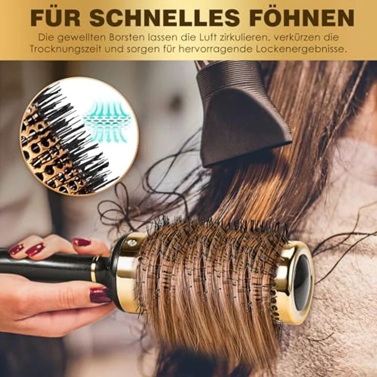 SHINLEA Runde Haarbürste 53 mm, Anti-Zieh-Bürste für lockige Haare, zum Stylen, Föhnen und Entwirren, verleiht Volumen und Glanz – Bild 4