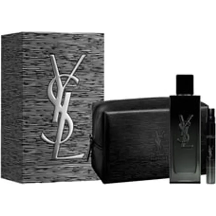 Yves Saint Laurent MYSLF 100 ml Eau de Parfum Xmas Set, Herren-Duftset mit 10 ml Mini-Größe und eleganter YSL-Tasche, in gebürsteter Silberbox