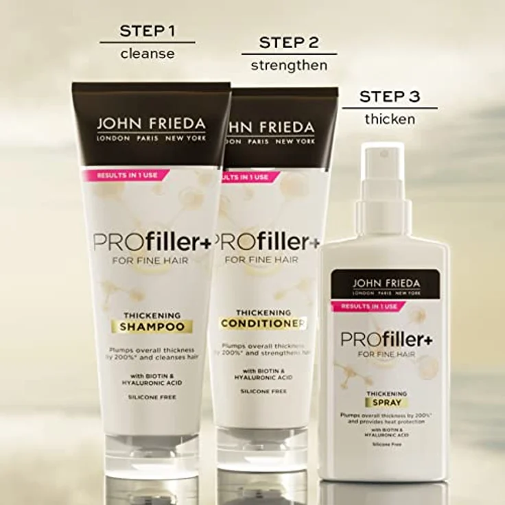 John Frieda PROfiller+ Volumenspray für feines Haar, 150 ml, veganes Haarstyling-Produkt ohne Silikone, verleiht voluminöses und kräftiges Haar – Bild 6