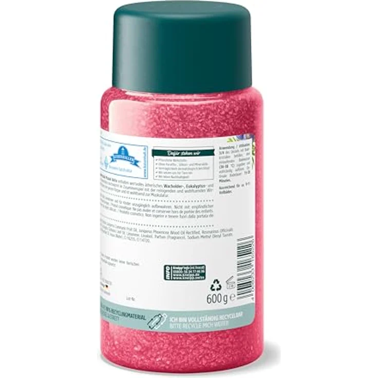 Kneipp Badekristalle Muskel Aktiv - mit wertvollem ätherischen Wacholder-, Wintergrün- & Rosmarinöl - wärmend wohltuend zur Muskulatur - 600g, 1 – Bild 2