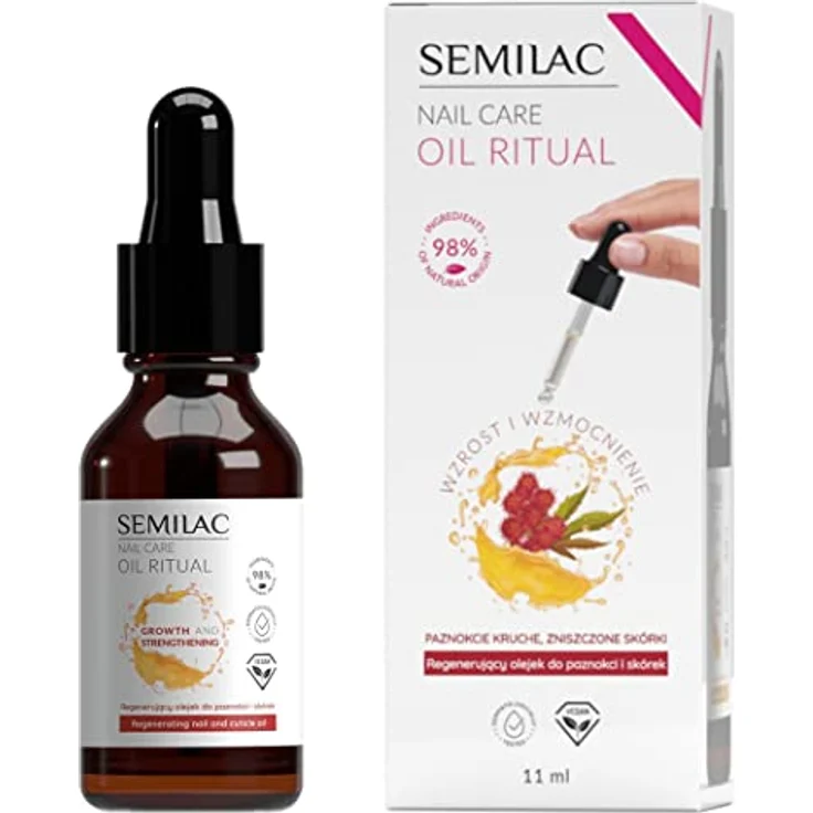 Semilac Regeneratives Nagel- und Nagelhautöl 11 ml, pflegt Nägel und Nagelhaut, Erdbeerduft – Bild 1