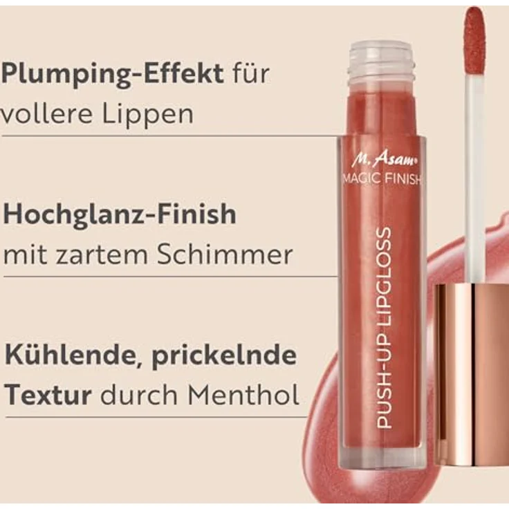 M. Asam MAGIC FINISH Push-up Lipgloss Mighty Nude, Plumping Nuder Lipgloss mit Hyaluron und prickelndem Effekt, 4 ml für volle, glänzende Lippen – Bild 2