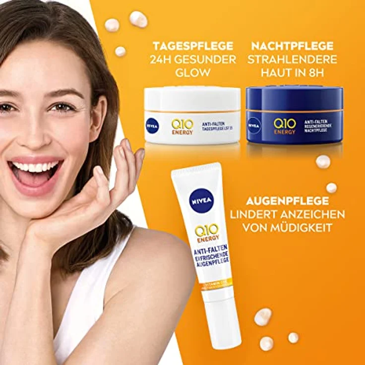 NIVEA Q10 Anti-Falten Augenpflege, Augencreme mit Q10, Vitamin C und E mildert Krähenfüße, Feuchtigkeitscreme für die Augenpartie, Q10 ENERGY Anti-Falten Erfrischende Augenpflege (15 ml) – Bild 3