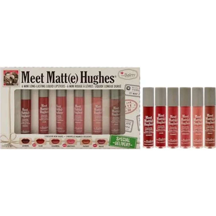 The Balm MeetMatteHughes Lippenstift Set, Mini Long-Lasting Liquid Lipsticks in Adoring, Calm und Charming, 1,2 ml jeweils