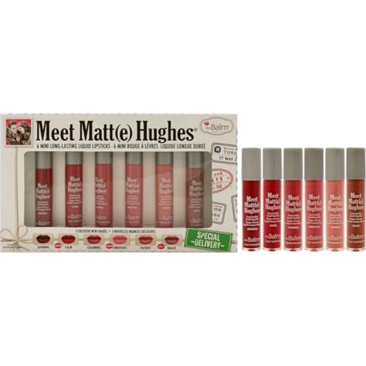 The Balm MeetMatteHughes Lippenstift Set, Mini Long-Lasting Liquid Lipsticks in Adoring, Calm und Charming, 1,2 ml jeweils – Bild 1