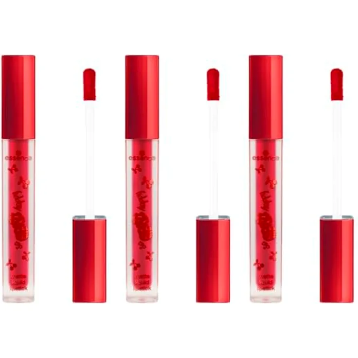 essence SO CHERRY happy matte liquid lipstick, Nr. 01, Rot, mattes Finish, vegan, ölfrei, ohne Parabene und Mikroplastik, 3er Pack (3x4ml)