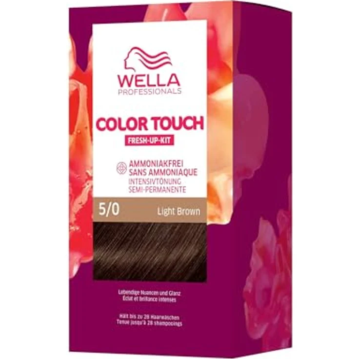 Wella Professionals Color Touch demi-permanente Haarfarbe ohne Ammoniak – Haarfärbemittel zur Farbauffrischung und Grauhaar-Abdeckung – Ansatz-Kit inkl. Haarmaske – 5/0 Light Brown (130 ml) – Bild 1