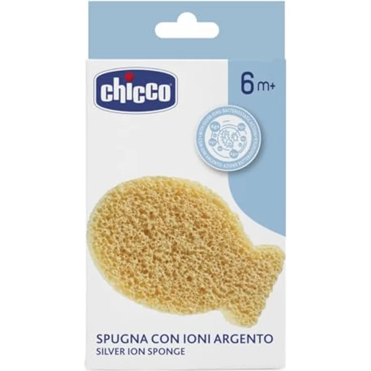 Chicco Baby-Badeschwamm Silver Ion Sponge 6m+, sanft zur Kinderhaut, natürlich – Bild 2